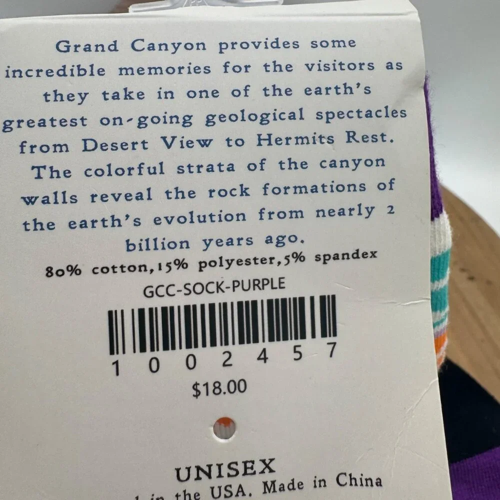 Grand Canyon Socks Black 8.5 - 11 New souvenir National park
